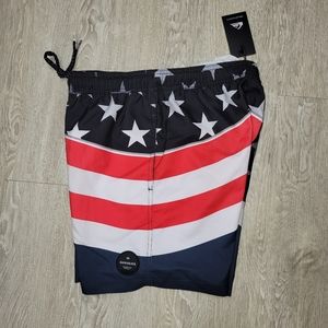 Quiksilver America Freedom Flag Volley Board Shorts Blue Red White Size Small